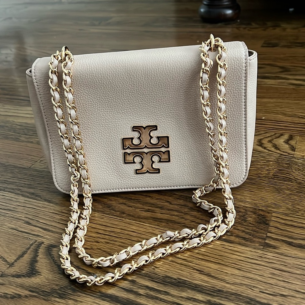 Tory Burch Britten Adjustable Shoulder Bag, Light Oak